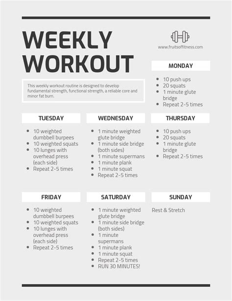 Weekly Gym Workout Plan