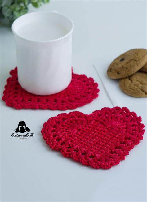 Crochet Heart Coaster Pattern