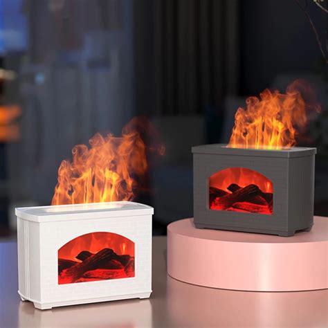 Simulated Fireplace Air Humidifier Flame Effect Electric Aroma Diffuser