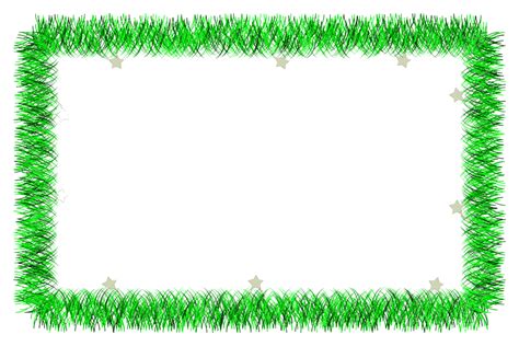 Christmas Green Tinsel Frame Snow New Card Fir PNG Transparent Image