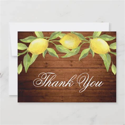 Wood And Lemons Greenery Watercolor Thank You Card Zazzle