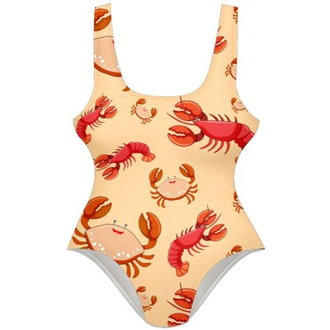 Ownsummer Seafood Lobster Crayfish Crab Pattern Stylish One Piece