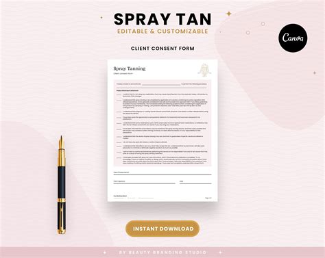 Editable Spray Tan Forms Spray Tanning Consultation Consent Forms