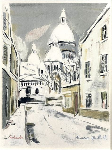 真作 リトグラフ モーリス ユトリロ Maurice Utrillo モンマルトル 刷込みサイン 額付絵画 2b 石版画、リトグラフ ｜売買されたオークション情報、yahooの商品情報を