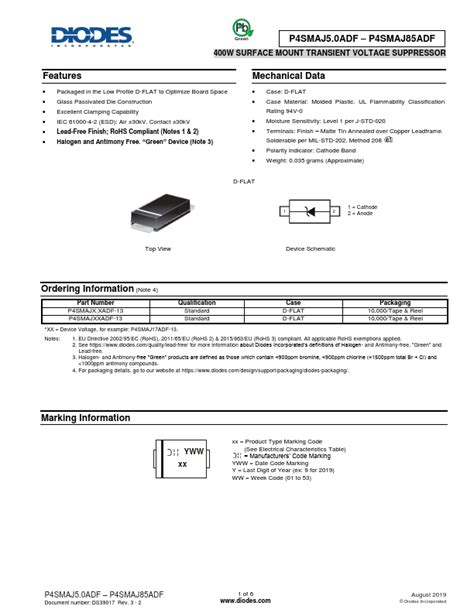 P Smaj Adf Datasheet W Surface Mount Transient Voltage Suppressor