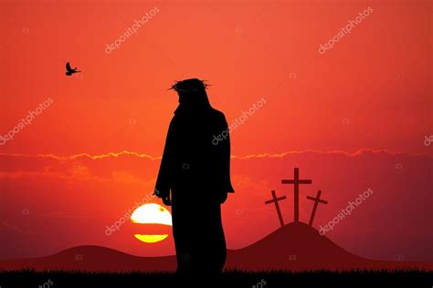 Jesus silhouette at sunset — Stock Photo © adrenalina #91916404