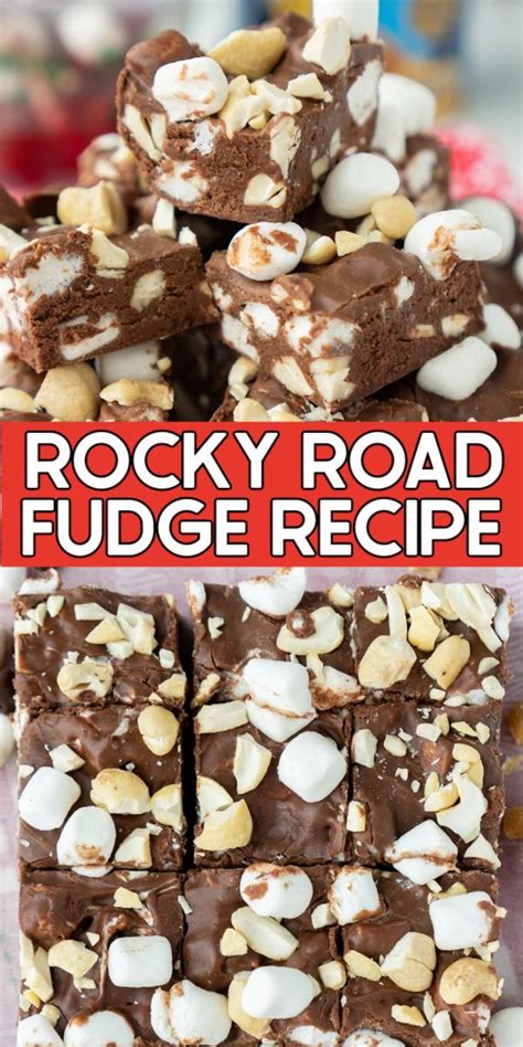 An easy rocky road recipe with chocolate, sweetened condensed milk, marshmallows, and cashews ...