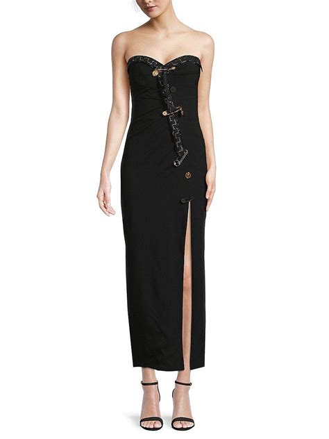 Versace Safety Pin Strapless Midi Dress In Black Lyst