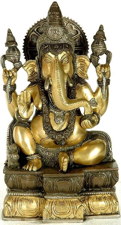 The Omniscient And Omnivolent Lord Ganesha In Brass Handmade