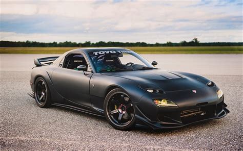 Download Wallpapers Mazda Rx 7 Fd3s Black Rx 7 Tuning Mazda Black