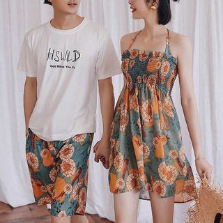 Salanghae Couple Matching Print Swim Shorts T Shirt Bikini Top