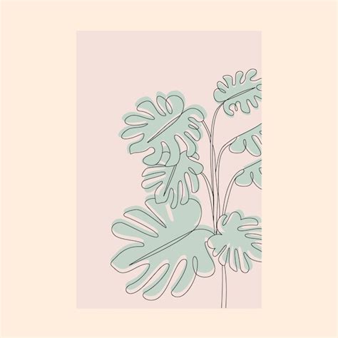 Premium Vector Modern Poster Monstera Leaves Line Art Vector Symbol