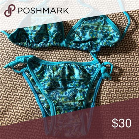 Nwot Blue Bikini Paisley Floral Custom Made Blue Bikini Clothes