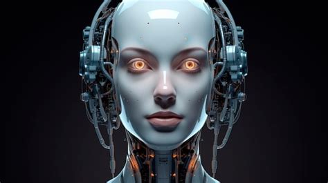 Premium Photo Female Robot Face Artificial Intelligence Concept