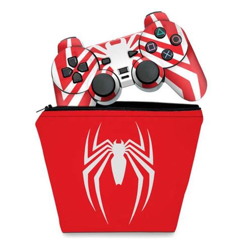 Capa Case e Skin Adesivo Compatível PS2 Controle Spider man Homem