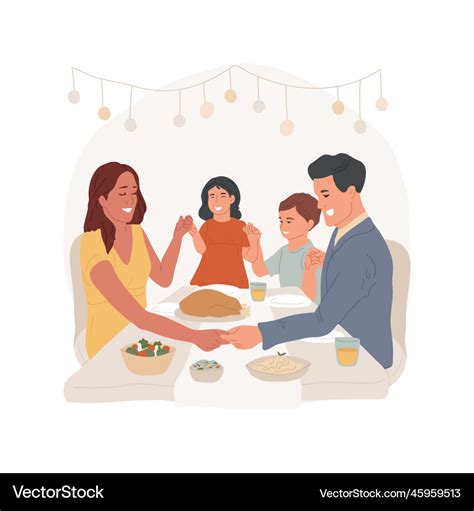 Family prayer isolated cartoon Royalty Free Vector Image