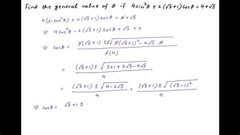 Find The General Solution Of The Following Trigonometric Equation