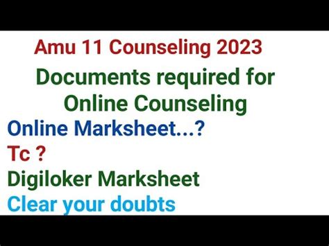 Amu Counselling 2023 Documents Required At Online Counselling 2023