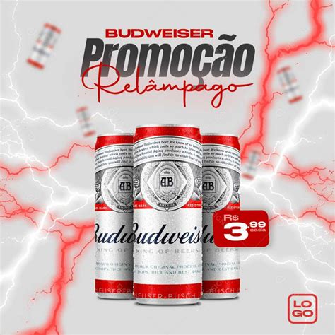 Cerveja Budweiser Promoção Relâmpago Social Media Psd Editável