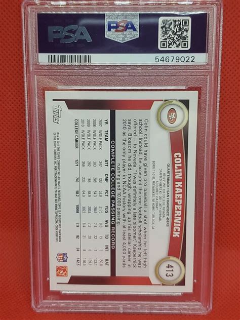 2011 ToppsColin KaepernickRookieRC 413PSA 9 Mint EBay