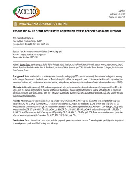 (PDF) PROGNOSTIC VALUE OF THE ACCELERATED DOBUTAMINE STRESS ...