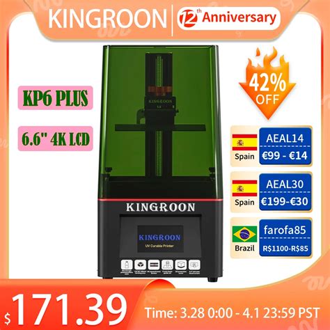 Kingroon kp6 mais impressora 3d 6 6 polegadas 4k monocromático lcd uv