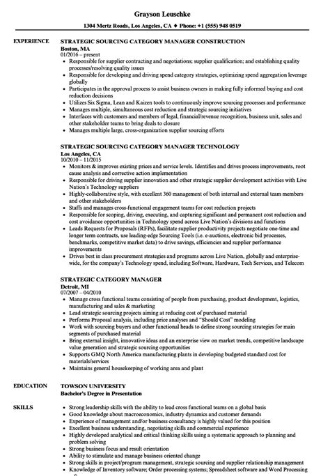 Strategic Category Manager Resume Samples Velvet Jobs