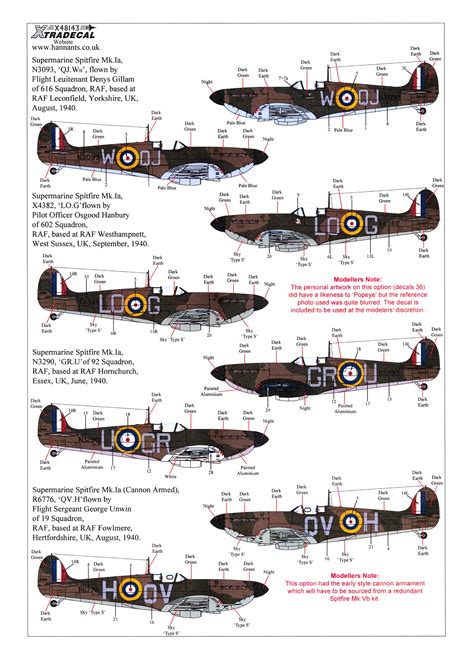 Xtra Decals Supermarine Spitfire Mk Ia Th Anniversary Battle Of