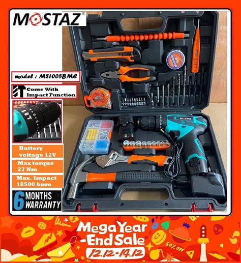 Mostaz Mm V Impact Cordless Drill With Pcs Handtools Set