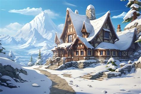 Premium AI Image Cozy Christmas Home Blanketed In Snow Creating A