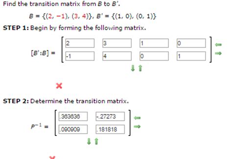 Solved Find The Transition Matrix From B To B B 2 Chegg