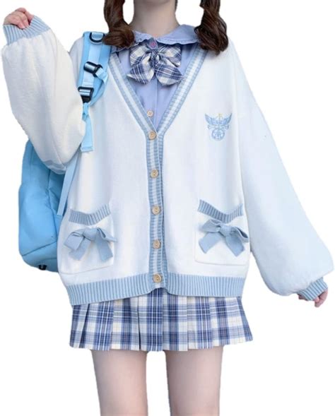 Preppy Aesthetic Clothes for Teen Girls Cute Cardigan Kawaii Cardigan JK Uniform Knit Sweater ...