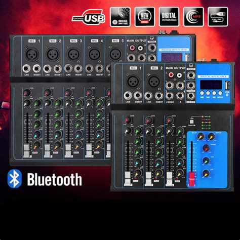 Audio Mixer 7 Channel 4 Channel DJ Mixer Bluetooth Usb Sound Mixer