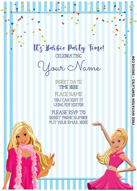 Free Editable Pdf Lovely Cute Barbie Magazine Birthday Invitation