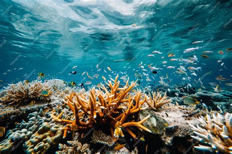 Premium Photo | Coral reef damaged by pollution The coral is bleached ...