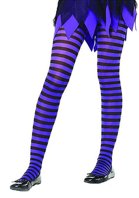 Black and Purple Kid's Striped Tights | Costume Tights