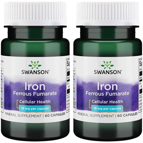 Swanson Iron Ferrous Fumarate 18 Mg 60 Caps 2 Pack Walmart