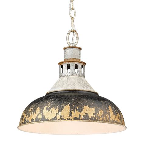 Golden Lighting Kinsley 1-Light Aged Galvanize Steel Standard Pendant ...