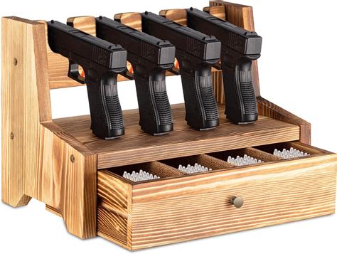 Geetery Estante Para Pistolas Con Caj N Soporte Para Pistola De Madera