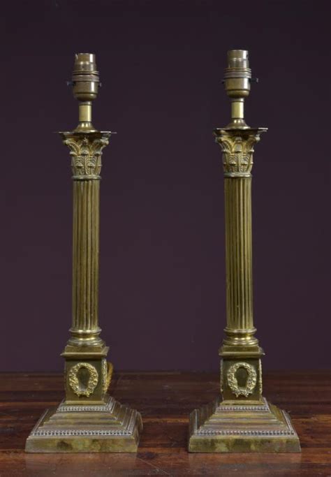 Pair Corinthian Column Table Lamps Edward Haes