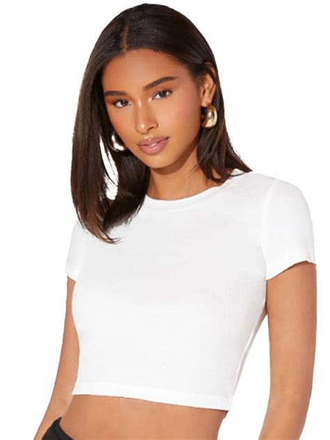 Buy Baesd Round Neck Short Sleeves Crop Top Tops For Women 27058816 Myntra