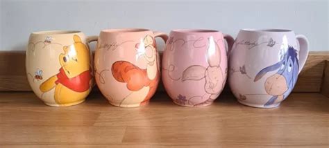 Disney Churchill Barrel Mugs Winnie The Pooh Full Set Vgc