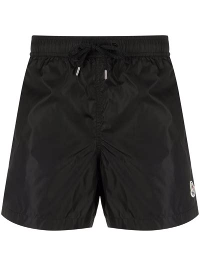 Moncler Logo Patch Swim Shorts In Blue Modesens