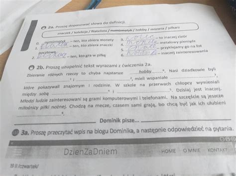 proszę uzupełnić tekst wyrazami z ćwiczenia 2a Brainly pl