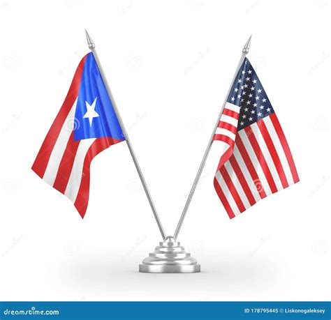 United States And Puerto Rico Table Flags Isolated On White 3D ...