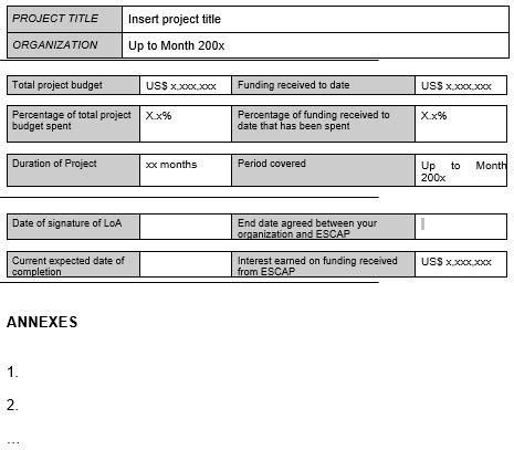 Free Progress Report Templates (MS Word) » TemplateData