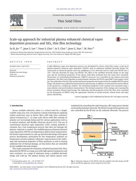 Pdf Scale Up Approach For Industrial Plasma Enhanced Chemical Vapor