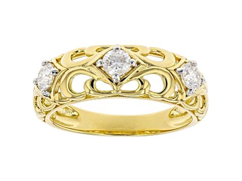 Moissanite Fire R Ctw Dew Round K Yellow Gold Over Sterling