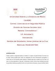 CRI1 U3 EA IMJC docx Universidad Abierta y a Distancia de México