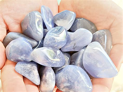 Blue Chalcedony Tumble Stones Hello Indigo Halo